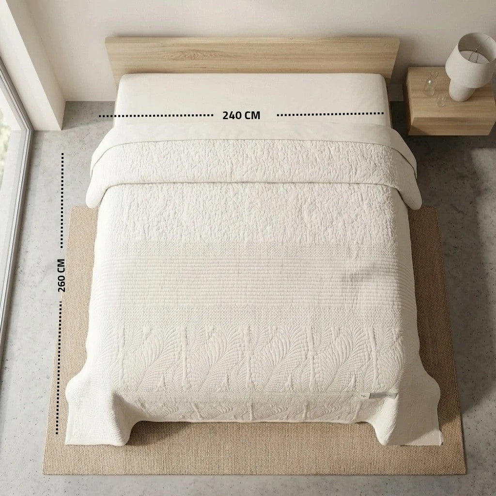 King Cotton Weaved Bedspread 240x260cm-off white