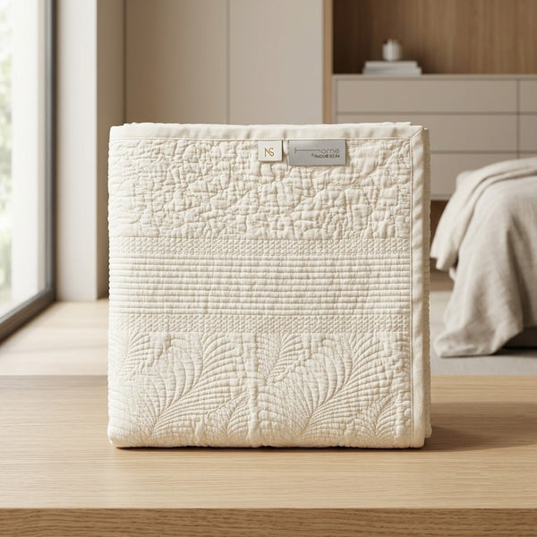 King Cotton Weaved Bedspread 240x260cm-off white