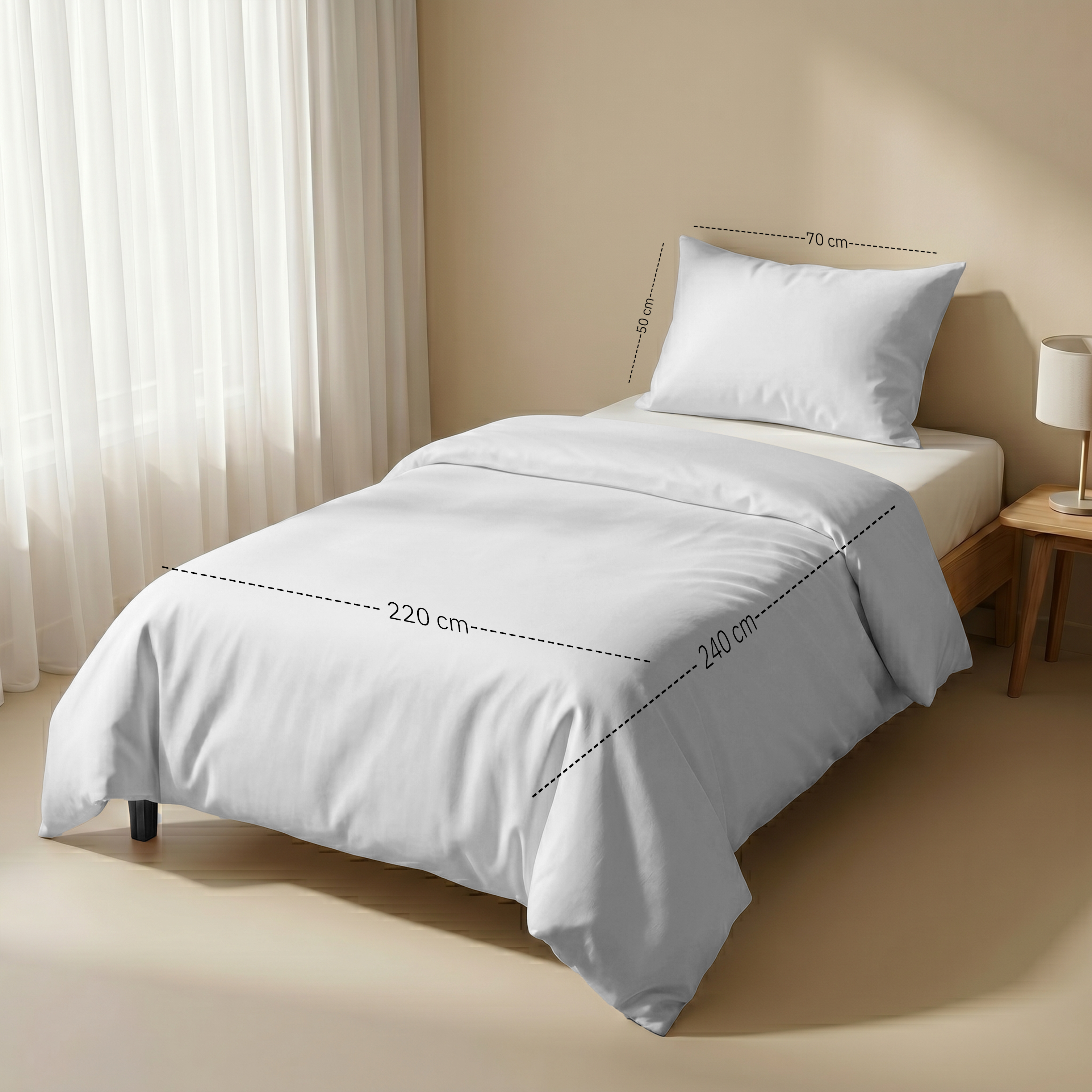 Hotel section 600 TC plain Duvet Cover Set 2 240*220 W 1 P/Case 50*70