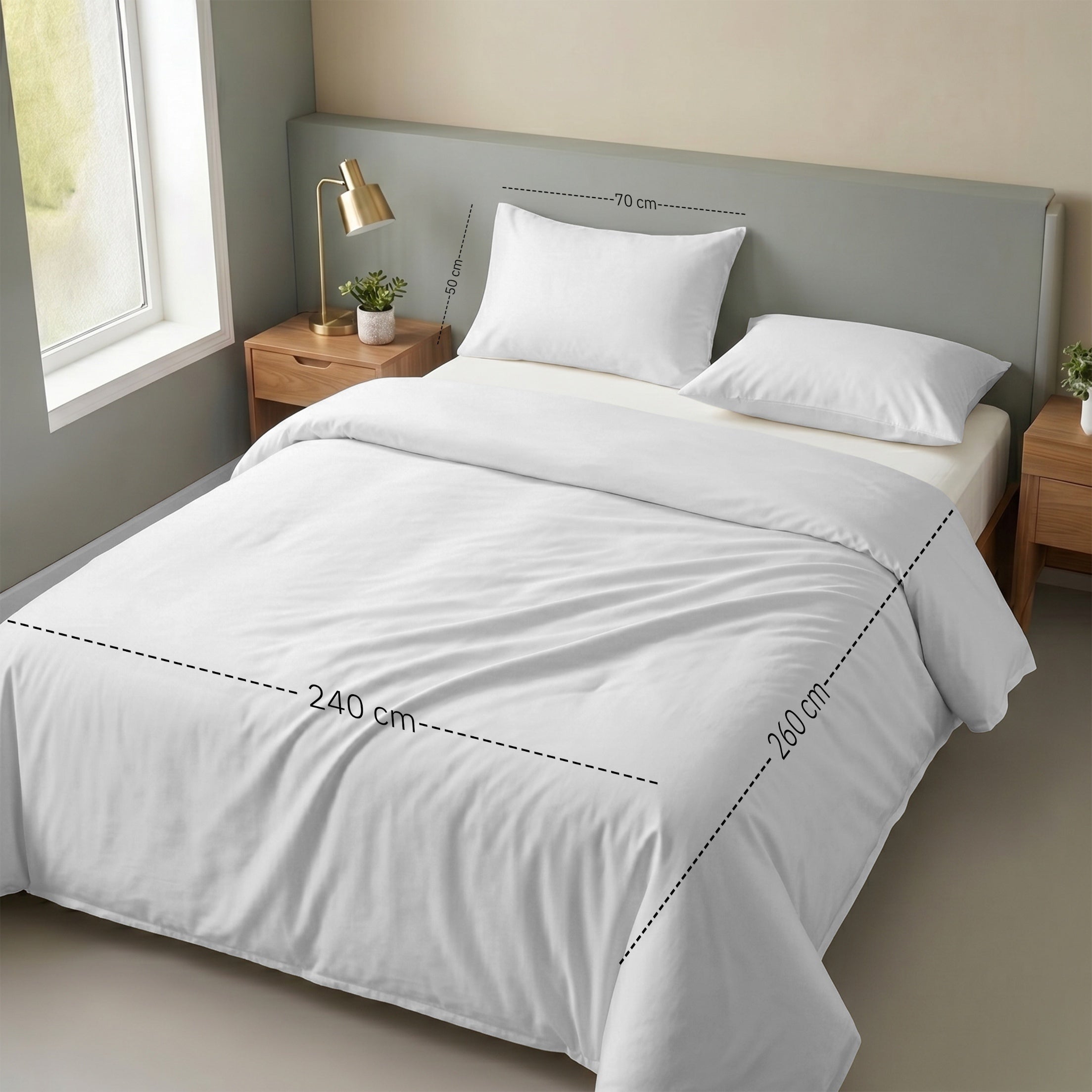 Hotel section 600 TC plain Duvet Cover Set 3 260*240 W 2 P/Case 50*70