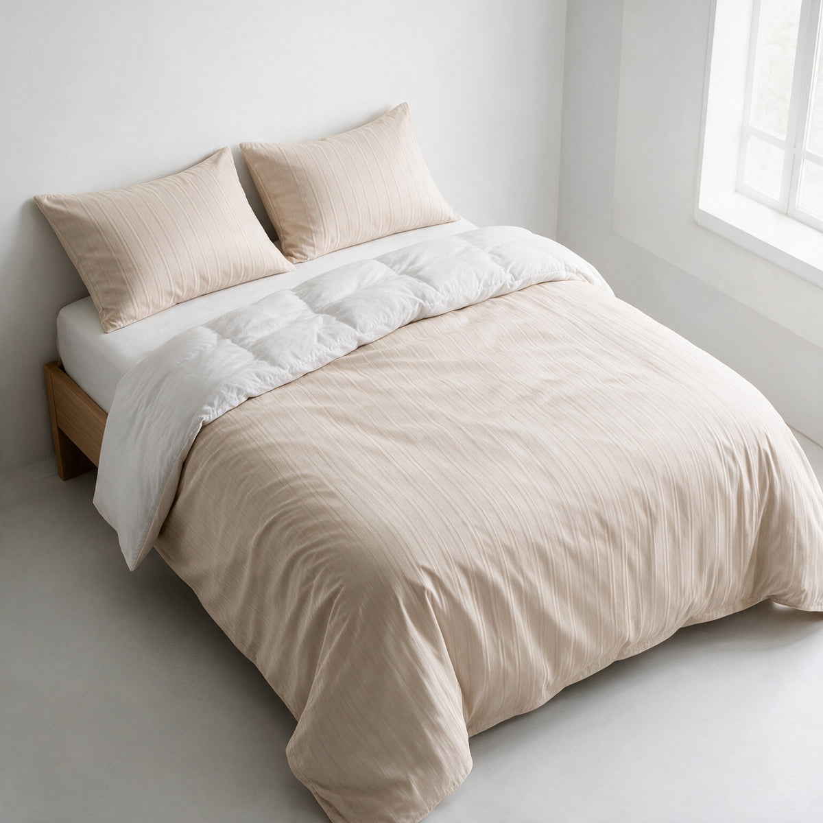 Duvet Cover Jacquard Stripe Cotton Satin 300 TC Set - 220×240 / 240×260 cm