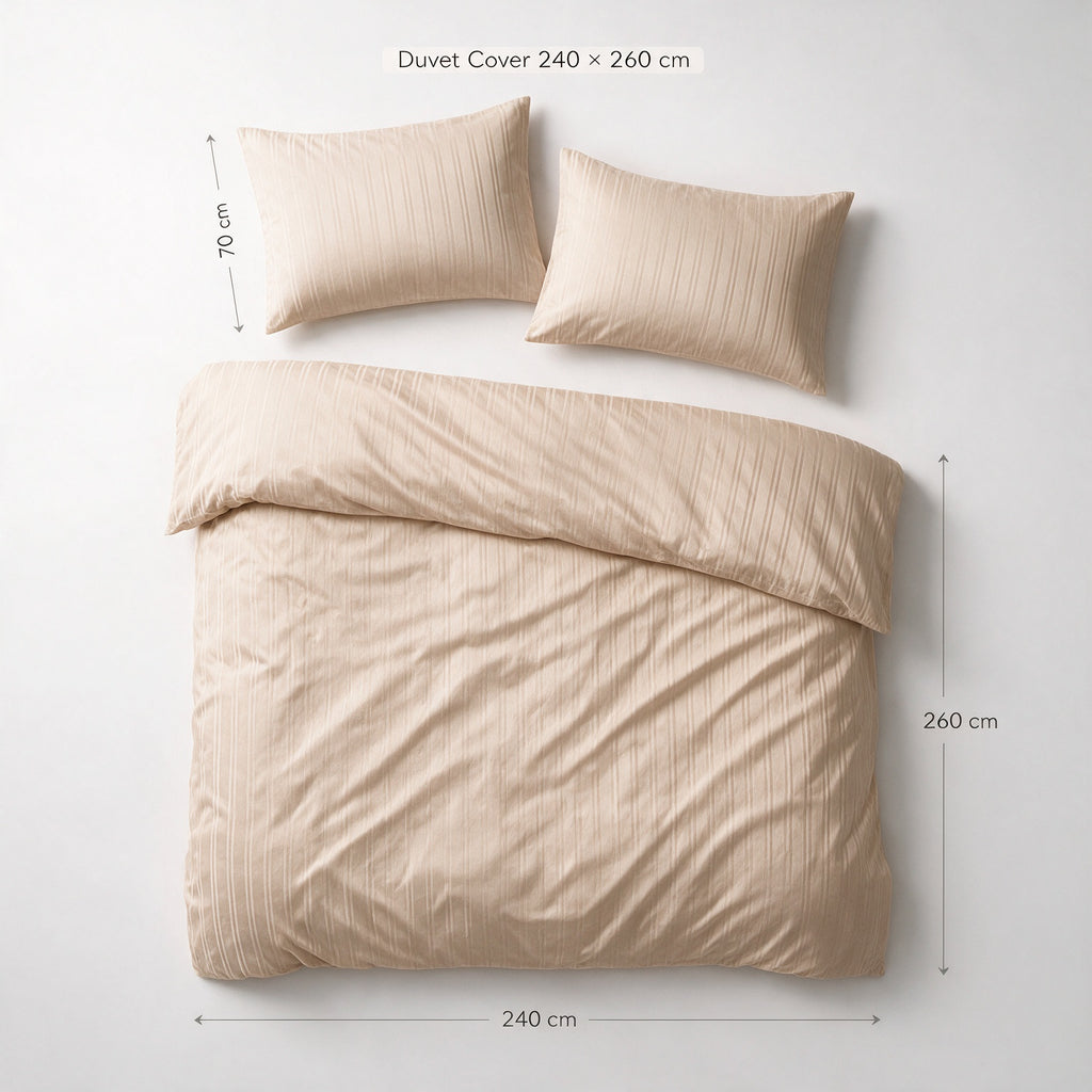 Duvet Cover Jacquard Stripe Cotton Satin 300 TC Set - 220×240 / 240×260 cm