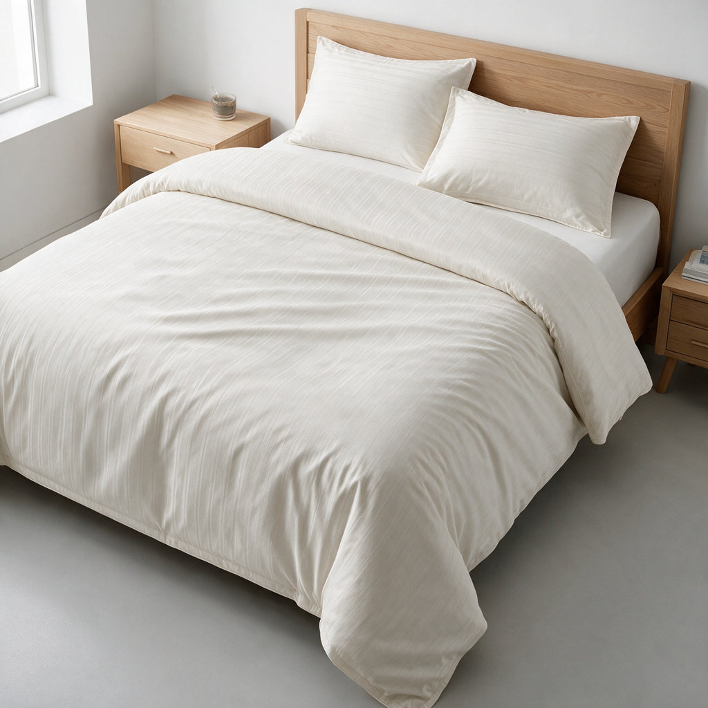 Duvet Cover Jacquard Stripe Cotton Satin 300 TC Set - 220×240 / 240×260 cm