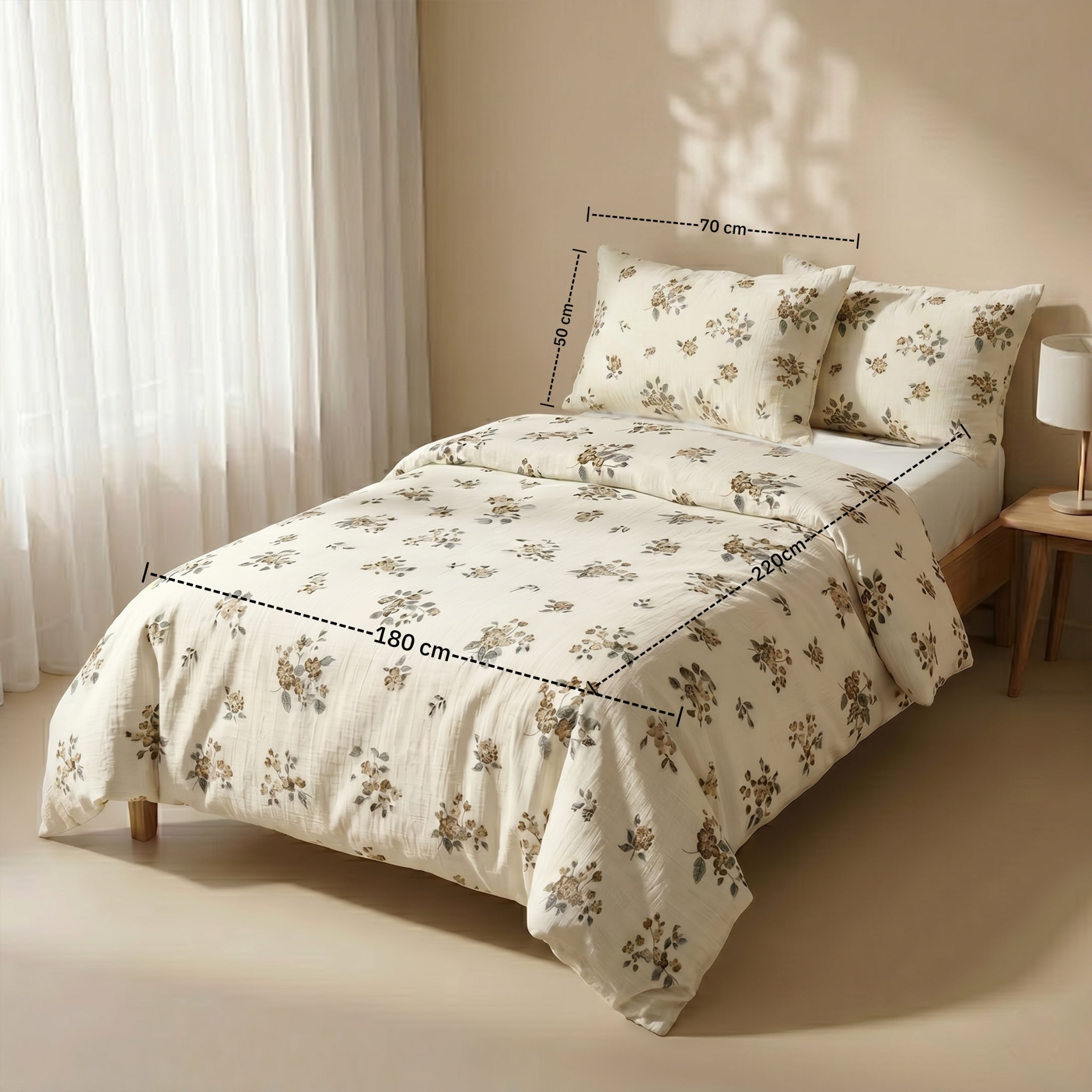 Single Duvet Cover Set 3 PCS. 180x220CM+Flab.+2 Pillow Cases -1001