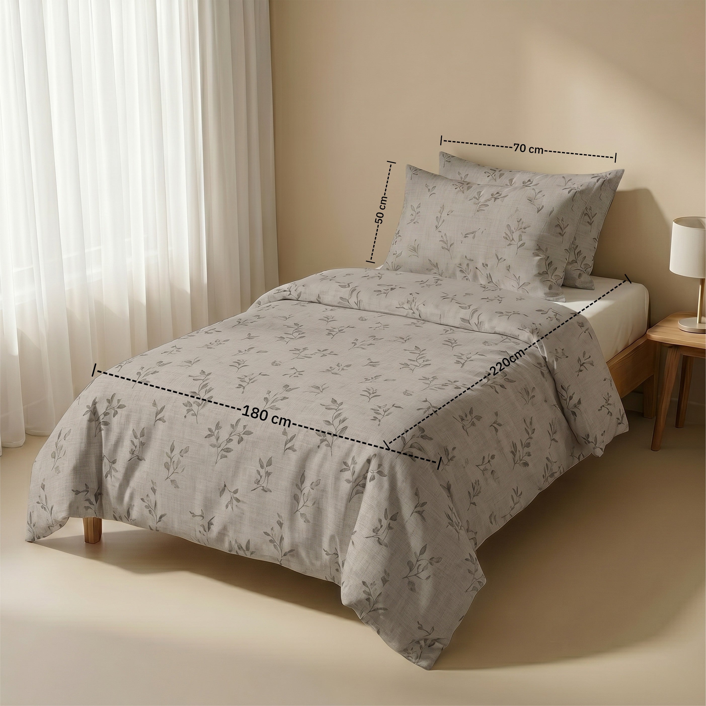 Single Duvet Cover Set 3 PCS. 180x220CM+Flab.+2 Pillow Cases -1007