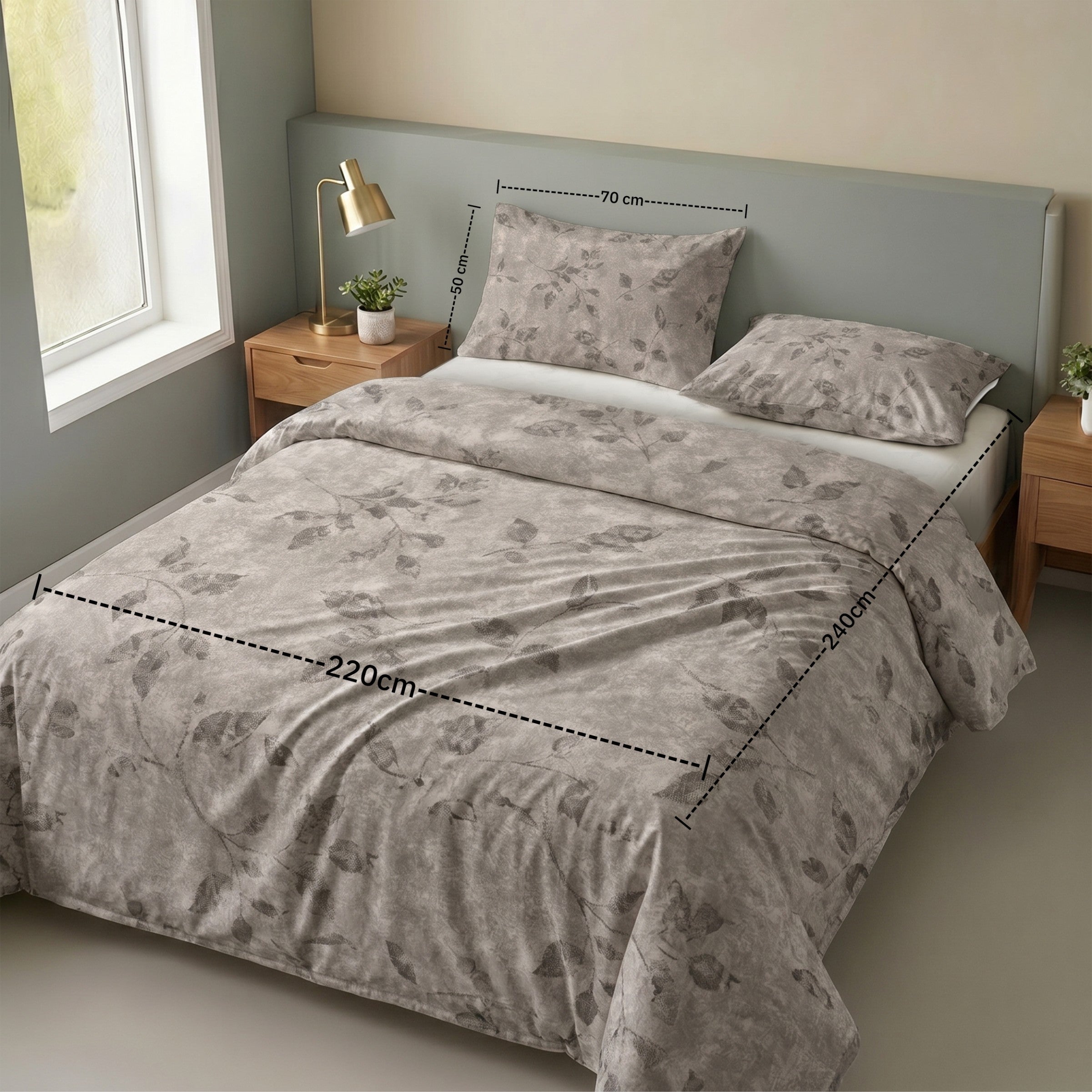 Double Duvet Cover Set 3 PCS. 220x240CM+Flab.+2 Pillow Cases -1007