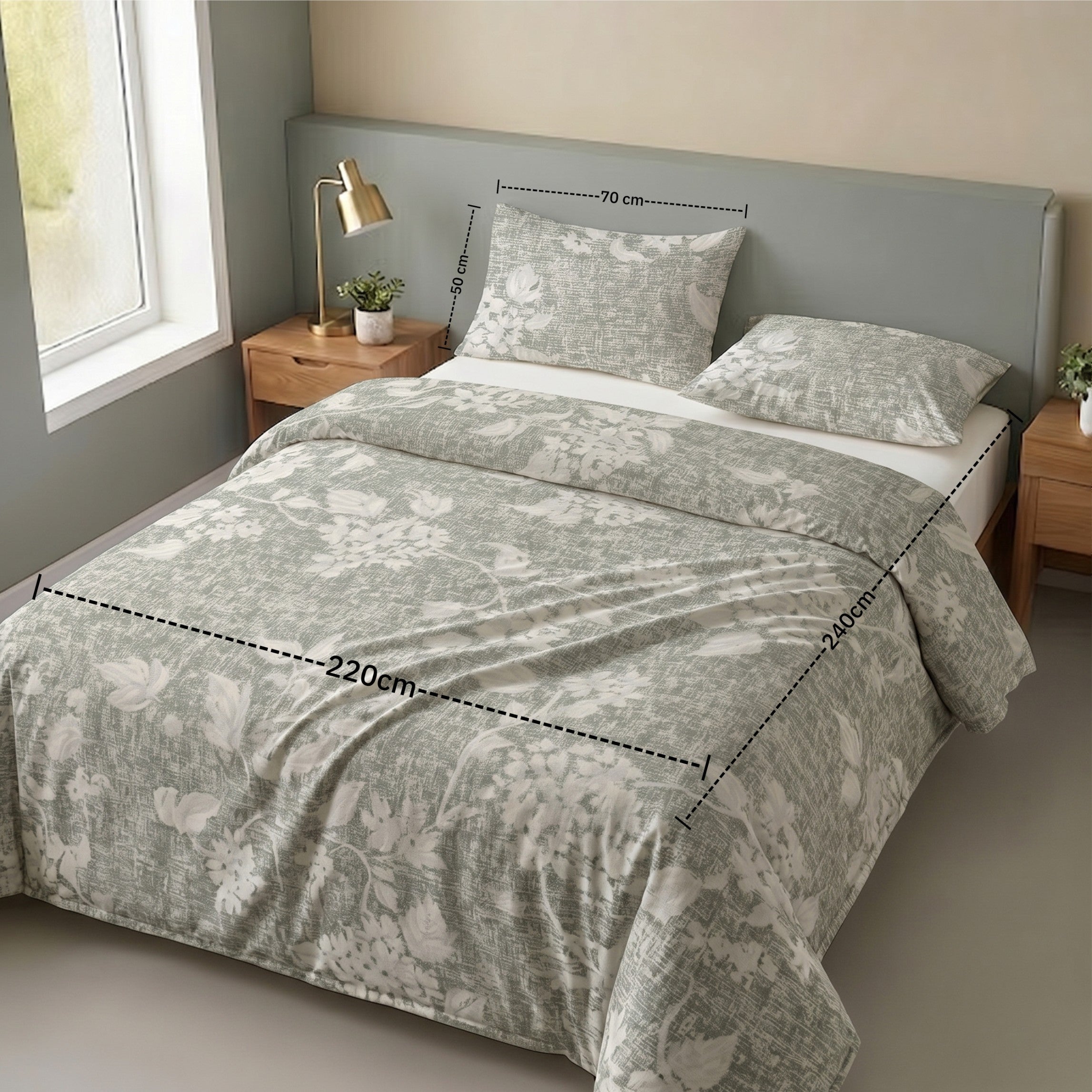 Double Duvet Cover Set 3 PCS. 220x240CM+Flab.+2 Pillow Cases -1015
