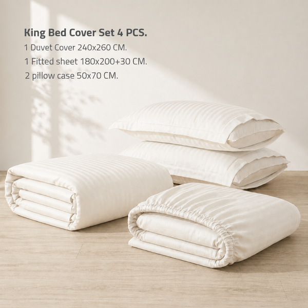 King Bed Cover Set 4 PCS.  1 Duvet Cover 240x260CM+Flab +1 Fitted sheet 180x200+30 cm + 2 oxford pillow case 50x70