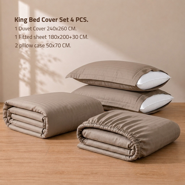 King Bed Cover Set 4 PCS.  1 Duvet Cover 240x260CM+Flab +1 Fitted sheet 180x200+30 cm + 2 oxford pillow case 50x70