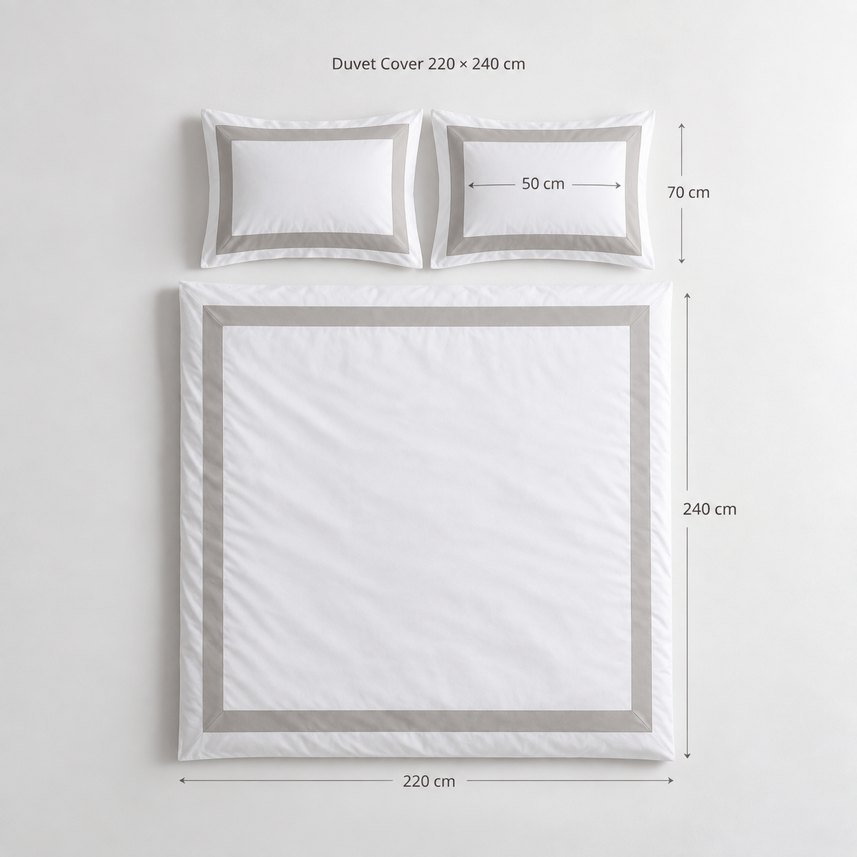 Decorative section plain Duvet Cover Set 3 220*240 W 2 P/Case 50*70  white-S-STH