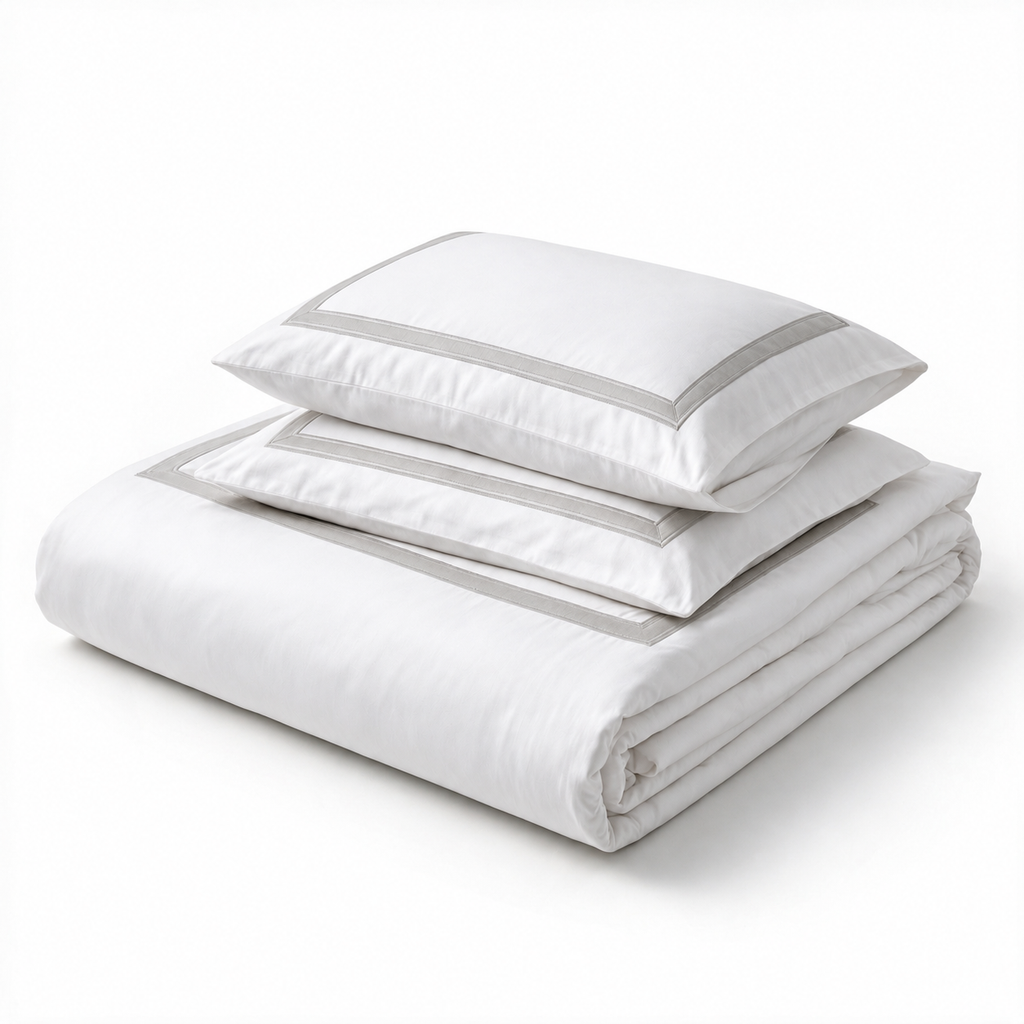 Decorative section plain Duvet Cover Set 3 220*240 W 2 P/Case 50*70  white-S-STH
