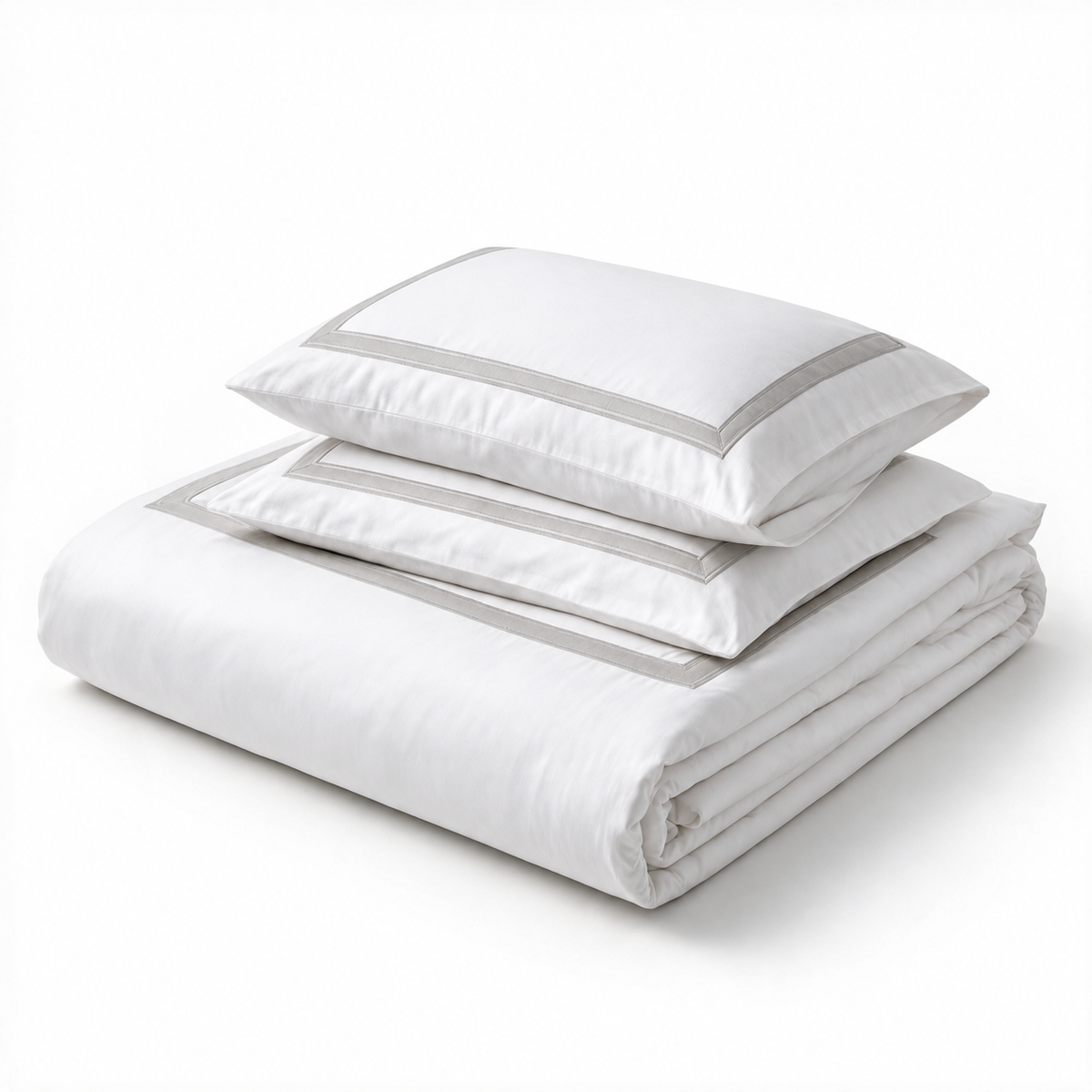 Decorative section plain Duvet Cover Set 3 220*240 W 2 P/Case 50*70  white-S-STH
