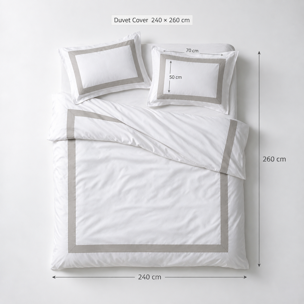 Decorative section plain Duvet Cover + 2 P/Case 50*70 white - S-STH