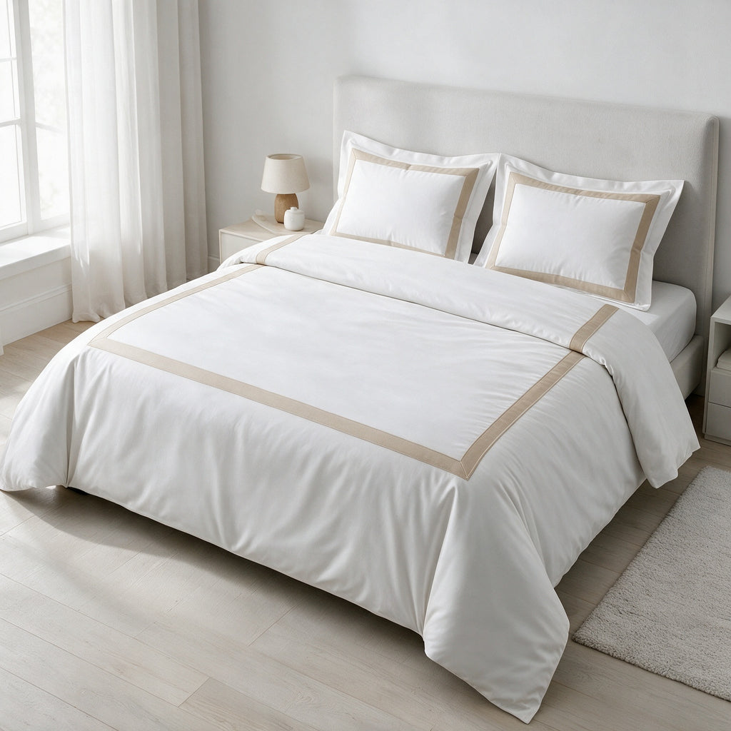 Decorative section plain Duvet Cover + 2 P/Case 50*70 white - G-STH
