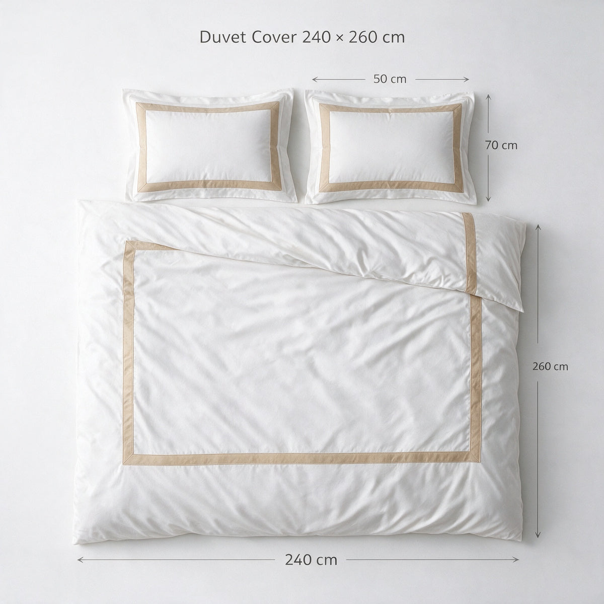 Decorative section plain Duvet Cover + 2 P/Case 50*70 white - G-STH