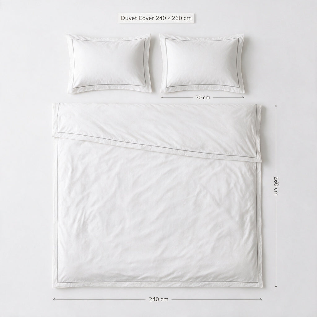 Duvet Cover Cotton Satin Piping Set 3 PCS - S-PIP - 220×240 / 240×260 cm
