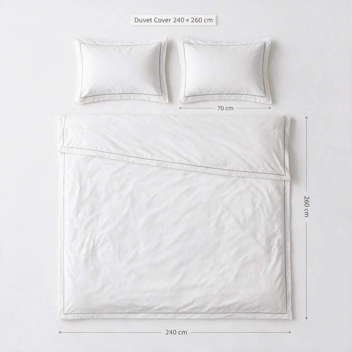Duvet Cover Cotton Satin Piping Set 3 PCS - S-PIP - 220×240 / 240×260 cm