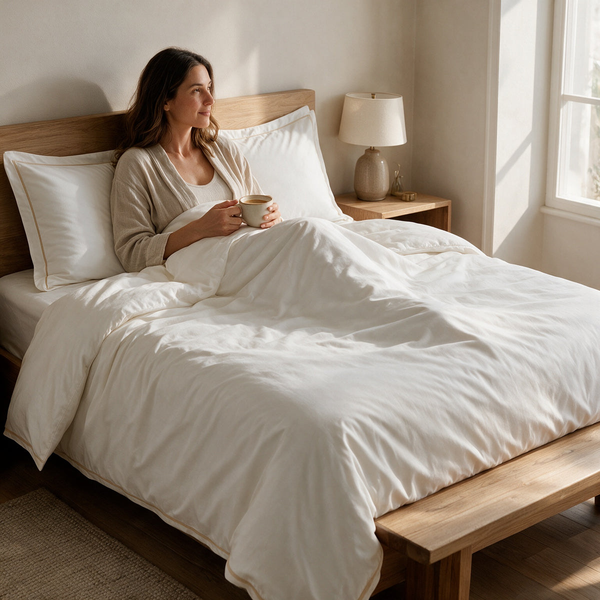 Duvet Cover Cotton Satin Piping Set 3 PCS - G-PIP - 220×240 / 240×260 cm
