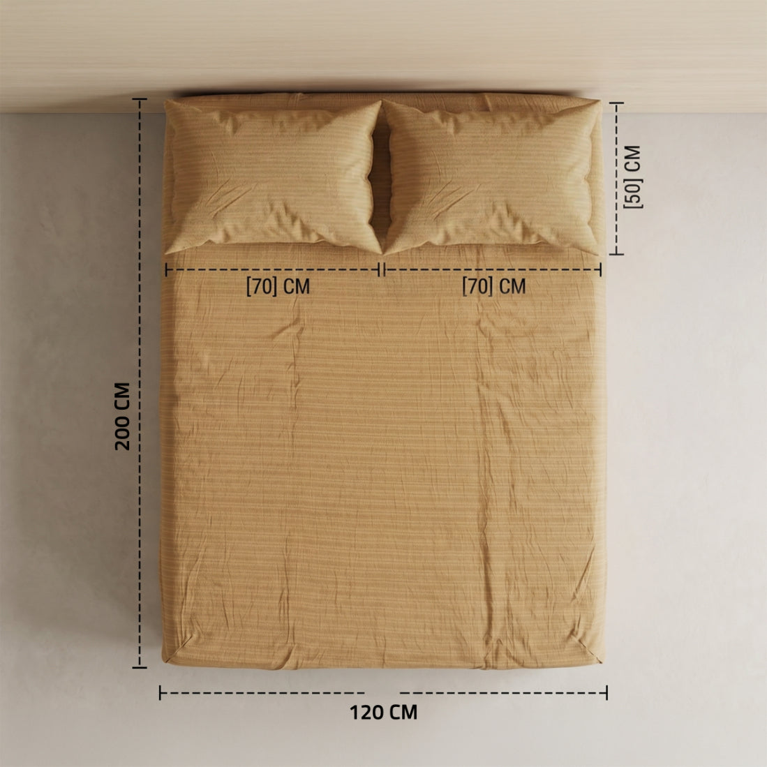 Single Fitted Sheet Set 3 PCS. 120x200+30CM.+2 Pillow Cases 50x70cm -1002