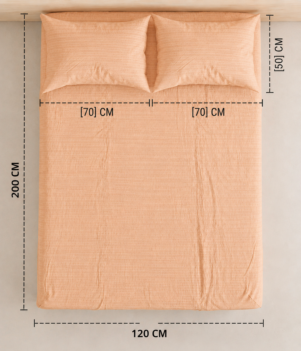 Single Fitted Sheet Set 3 PCS. 120x200+30CM.+2 Pillow Cases 50x70cm -1002