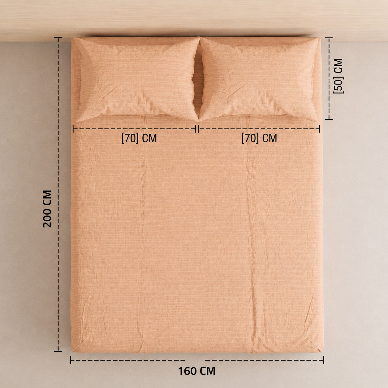 Double Fitted Sheet Set 3 PCS. 160x200+30CM.+2 Pillow Cases 50x70cm -1002
