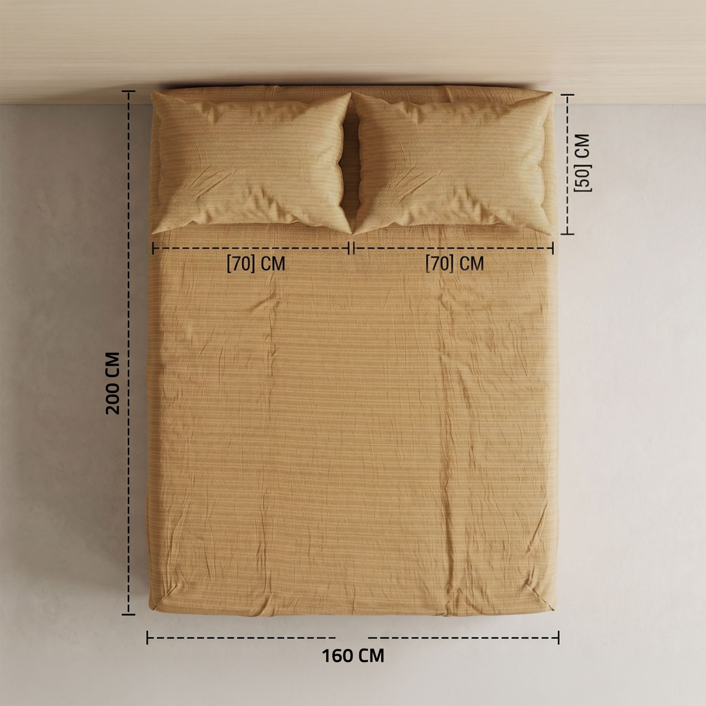 Double Fitted Sheet Set 3 PCS. 160x200+30CM.+2 Pillow Cases 50x70cm -1002