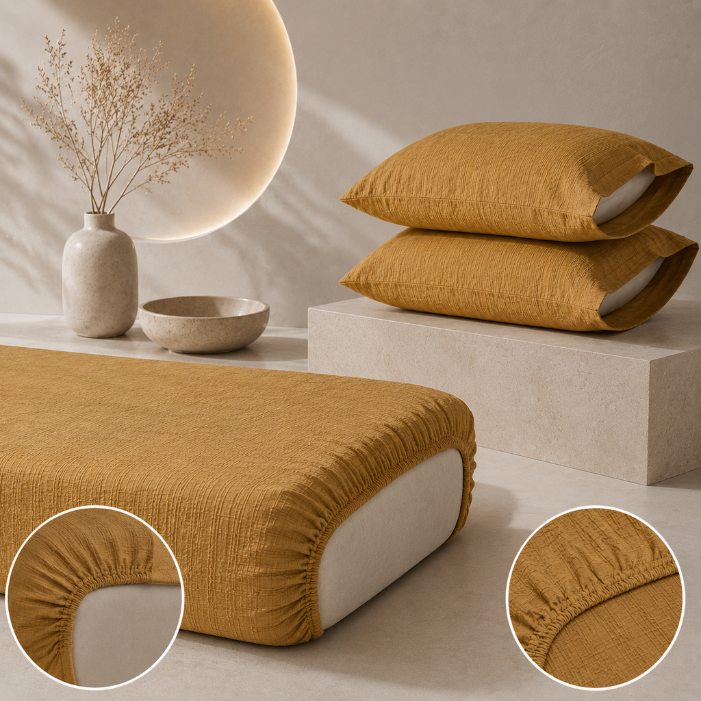 King Fitted Sheet Set 3 PCS. 180x200+30CM.+2 Pillow Cases 50x70cm -1002