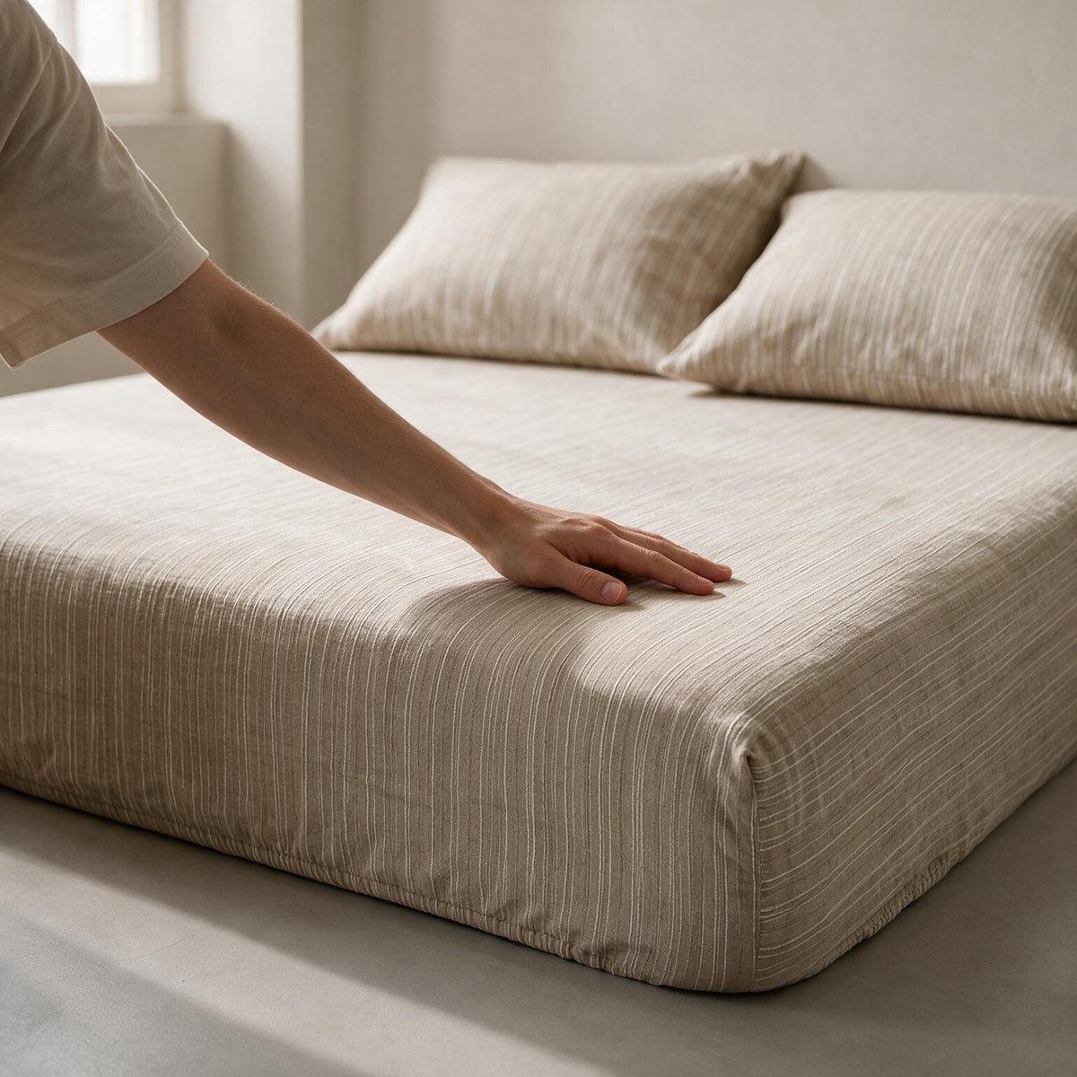 Single Fitted Sheet Set 3 PCS. 120x200+30CM.+2 Pillow Cases 50x70cm -1004