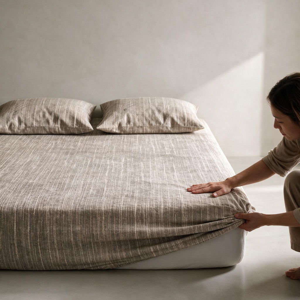 Double Fitted Sheet Set 3 PCS. 160x200+30CM.+2 Pillow Cases 50x70cm -1004