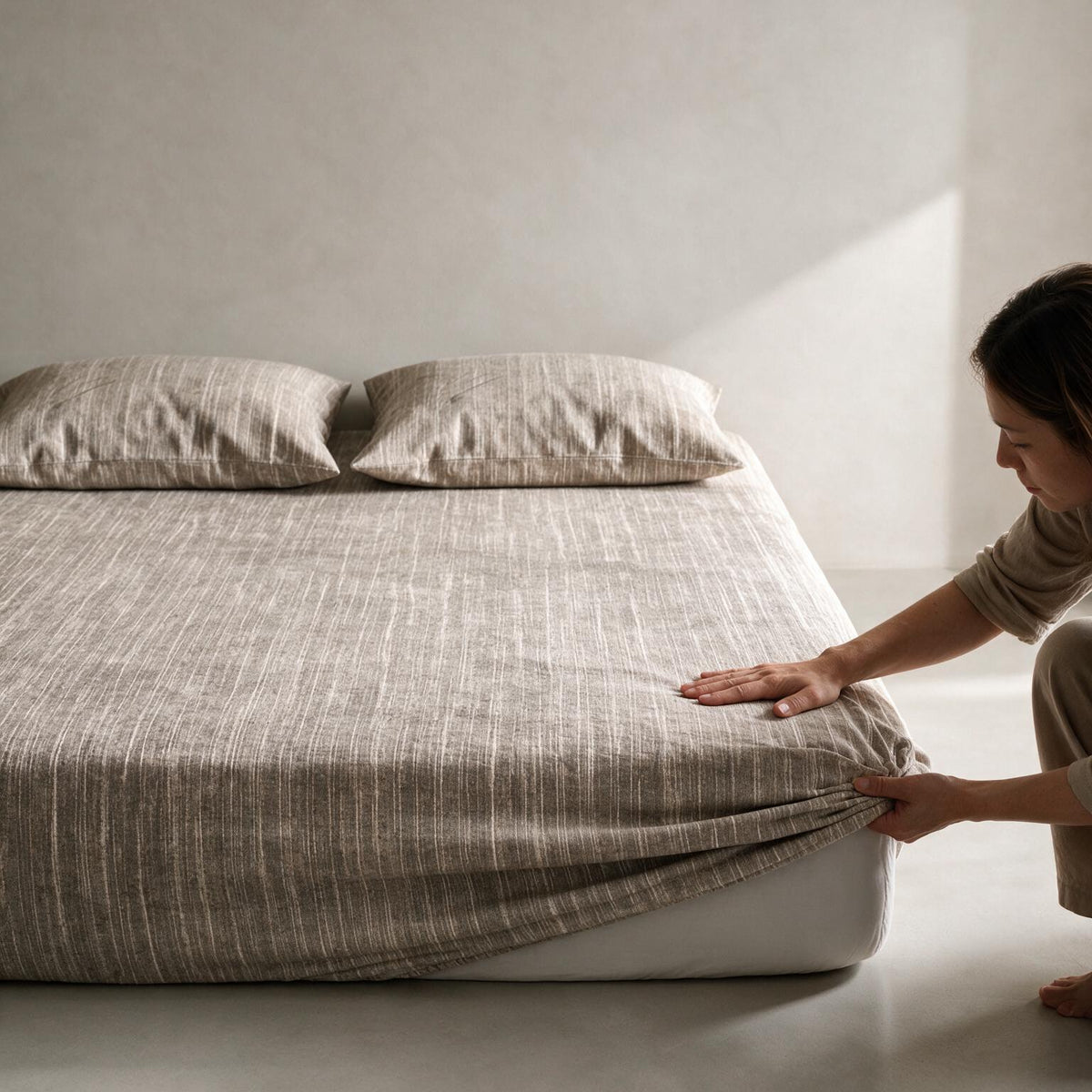 Double Fitted Sheet Set 3 PCS. 160x200+30CM.+2 Pillow Cases 50x70cm -1004