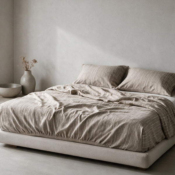 Double Fitted Sheet Set 3 PCS. 160x200+30CM.+2 Pillow Cases 50x70cm -1004