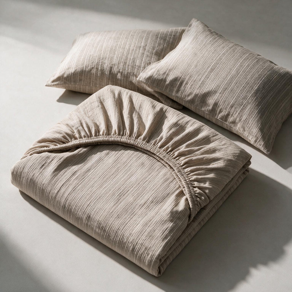 Double Fitted Sheet Set 3 PCS. 160x200+30CM.+2 Pillow Cases 50x70cm -1004