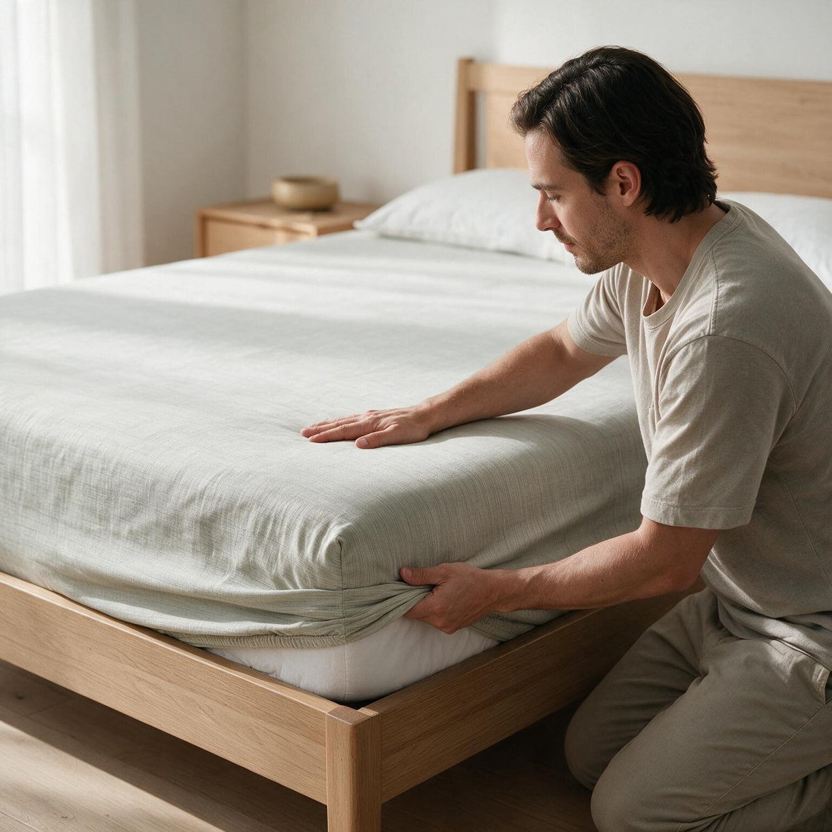 Single Fitted Sheet Set 3 PCS. 120x200+30CM.+2 Pillow Cases 50x70cm -1006