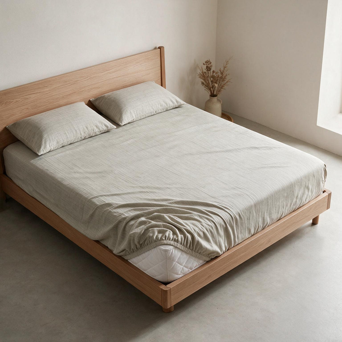 Single Fitted Sheet Set 3 PCS. 120x200+30CM.+2 Pillow Cases 50x70cm -1006