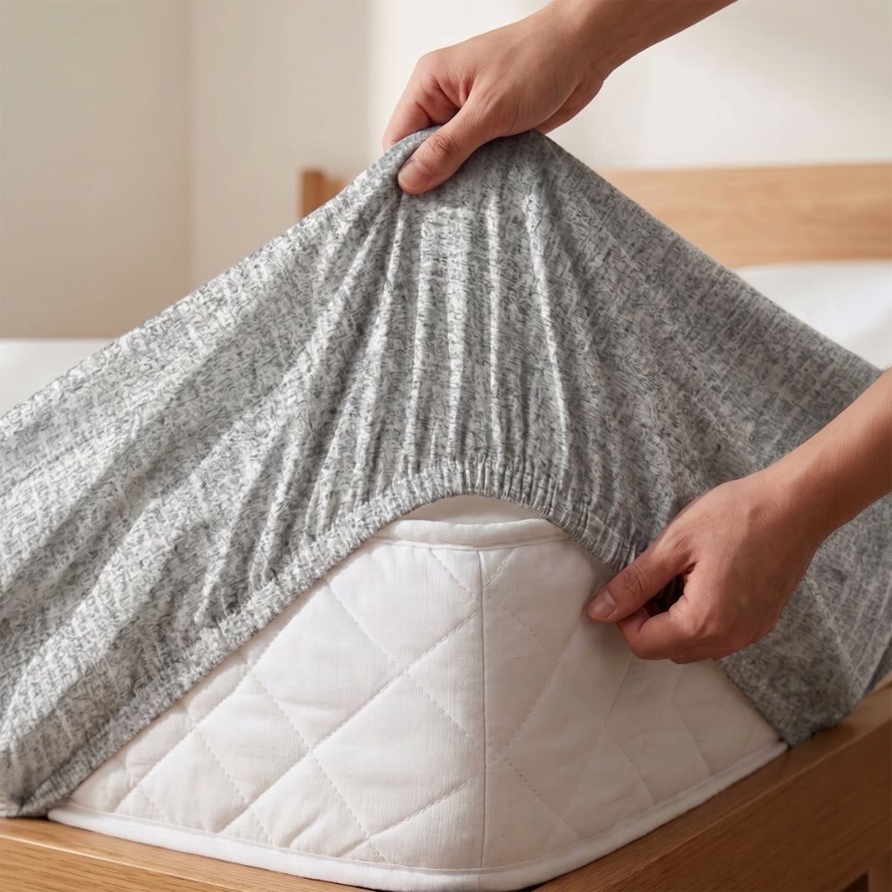 Double Fitted Sheet Set 3 PCS. 160x200+30CM.+2 Pillow Cases 50x70cm -1009