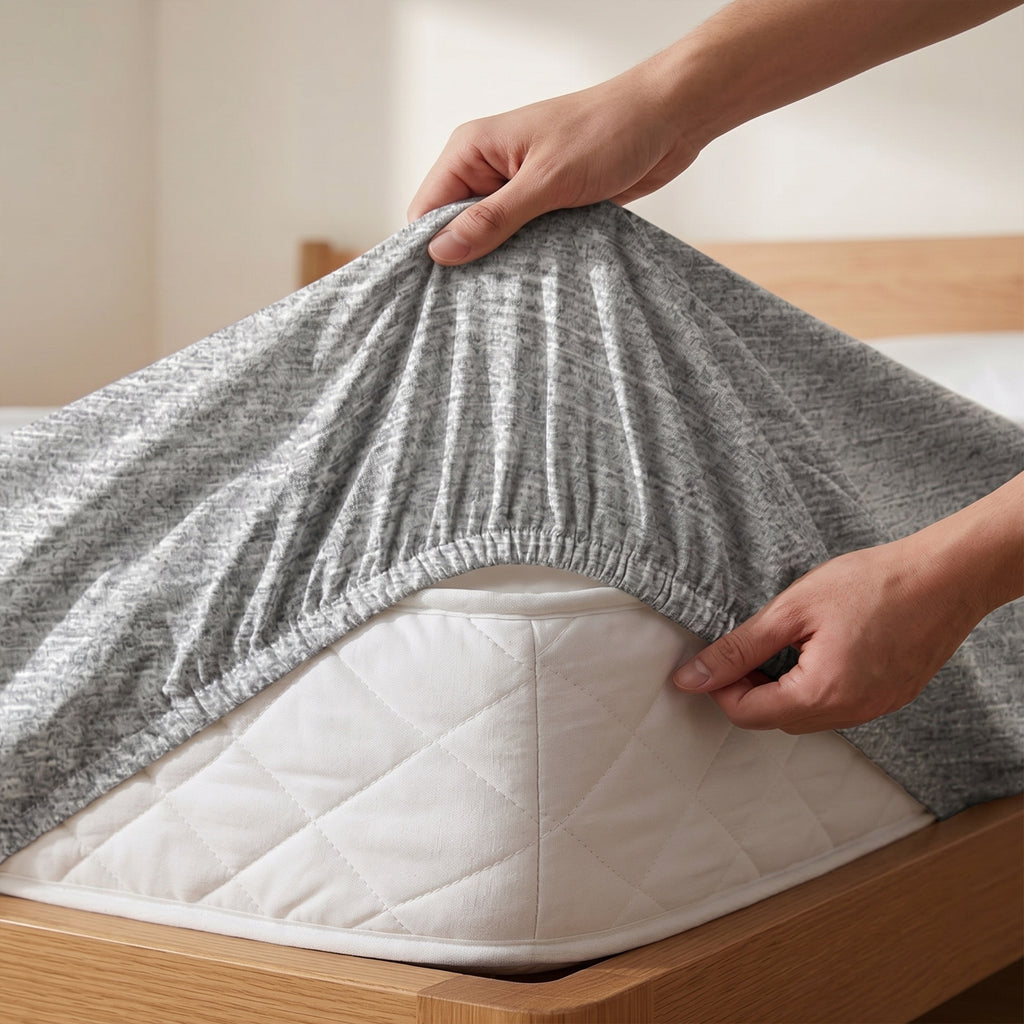 Double Fitted Sheet Set 3 PCS. 160x200+30CM.+2 Pillow Cases 50x70cm -1013