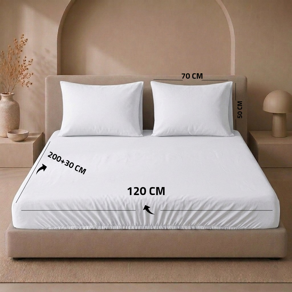 Single Fitted Sheet Set 3 PCS. 120x200+30CM.+2 Pillow Cases 50x70cm TLW