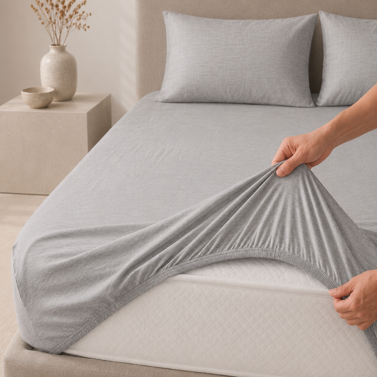 Double Fitted Sheet Set 3 PCS. 160x200+30CM.+2 Pillow Cases 50x70cm TLC
