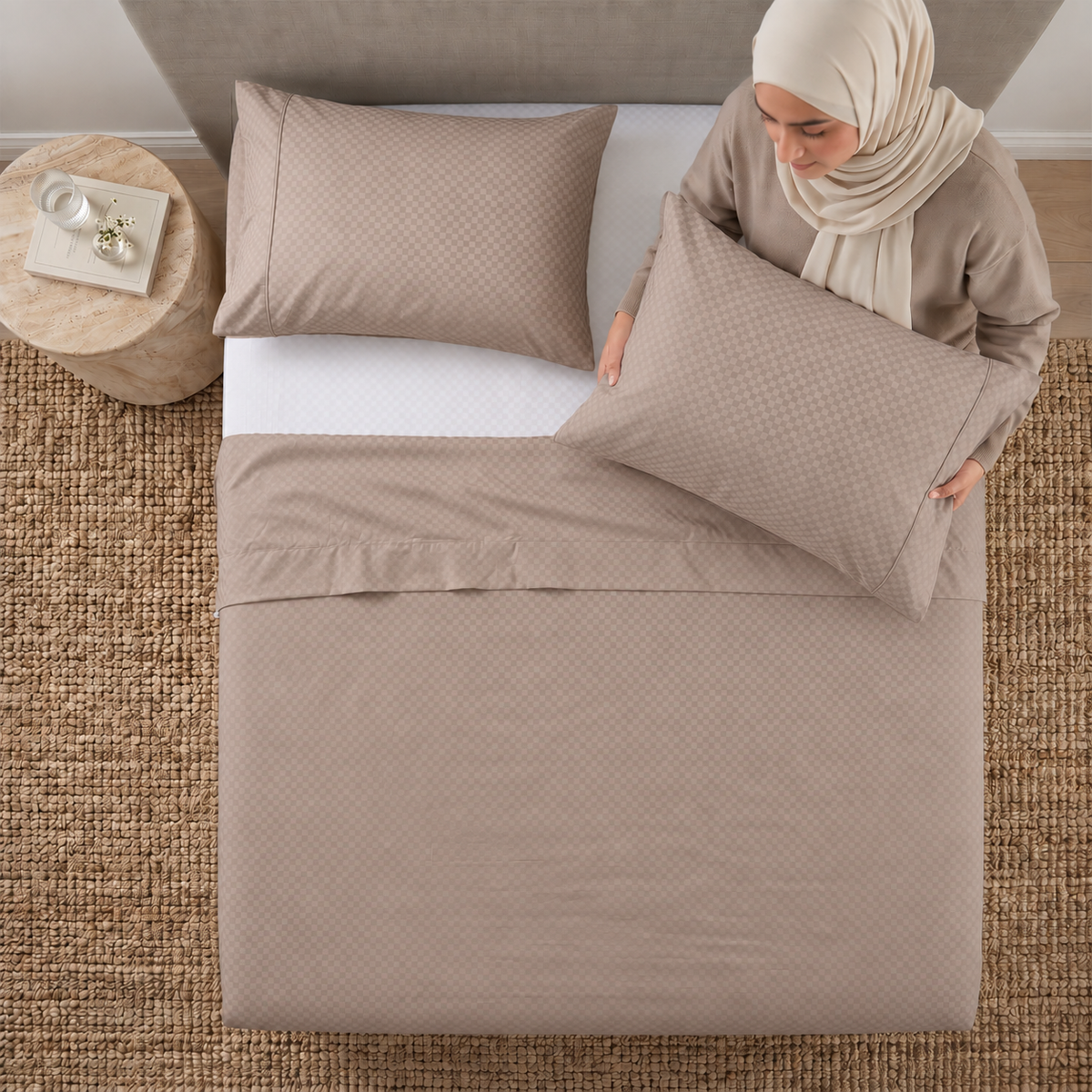 طقم ملاية فلات ميكروفايبر امبوسد - 180×270 سم / 240×270 سم