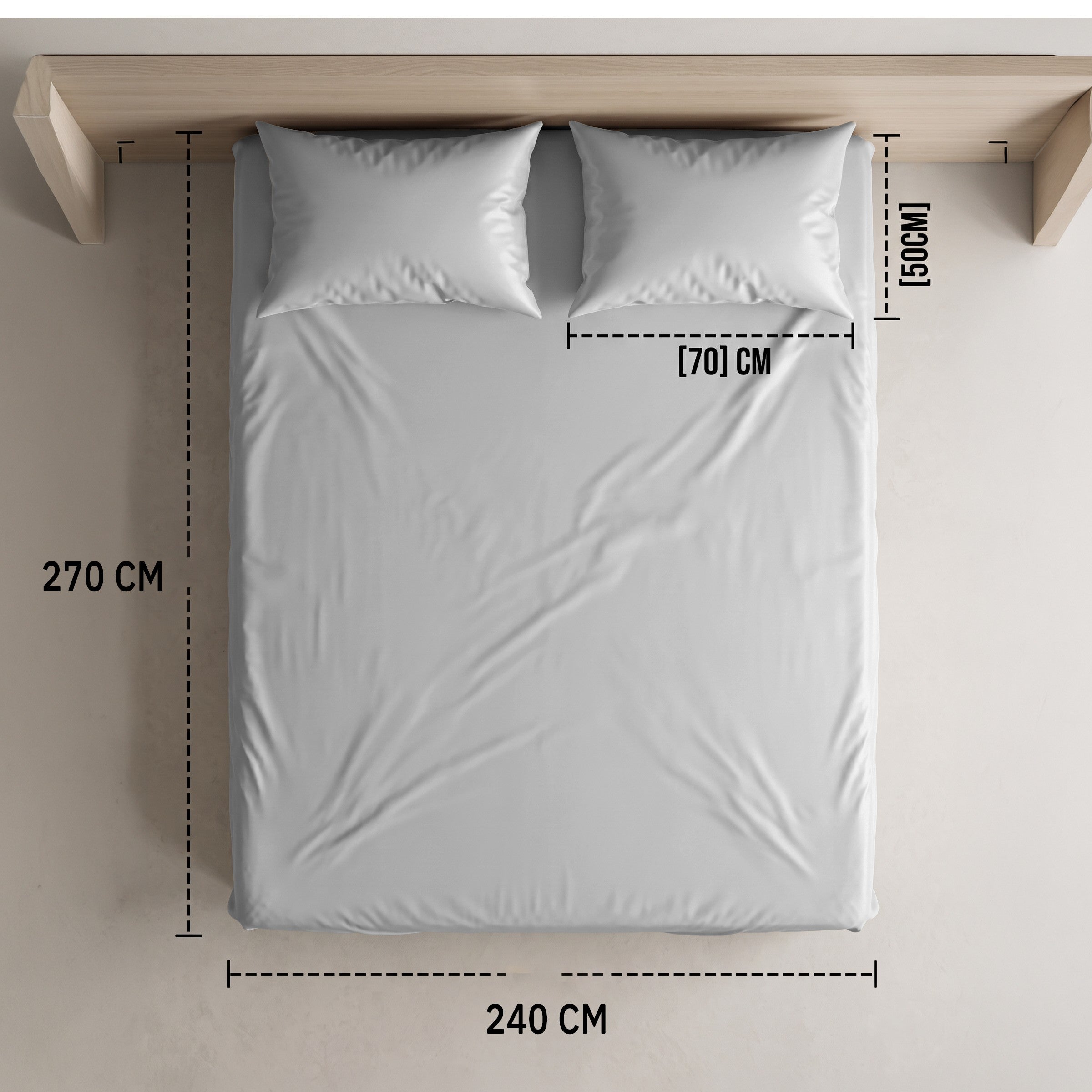 Hotel section 600 TC plain Flat Sheet Set 3 240*270 W 2 P/Case 50*70