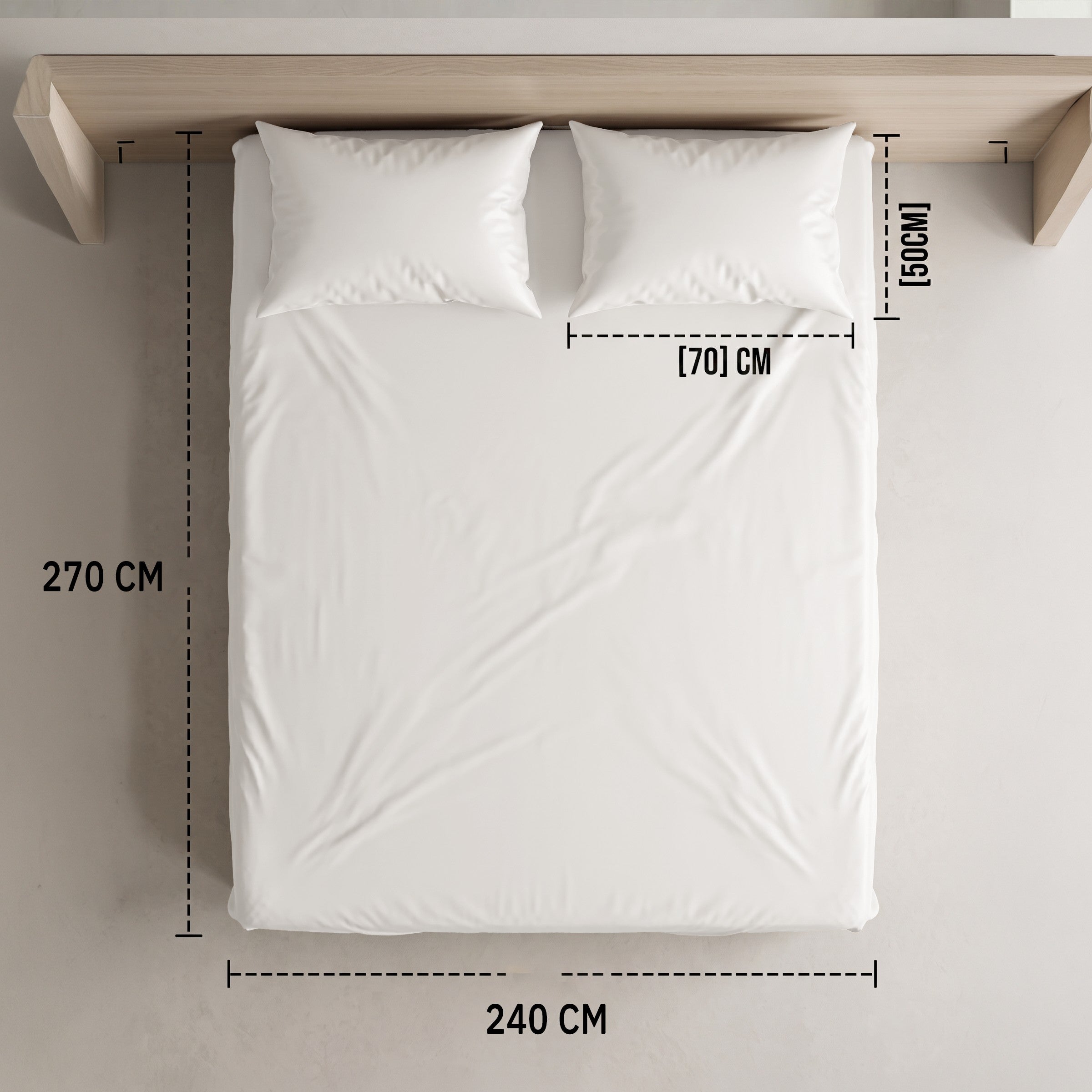 Hotel section 600 TC plain Flat Sheet Set 3 240*270 W 2 P/Case 50*70