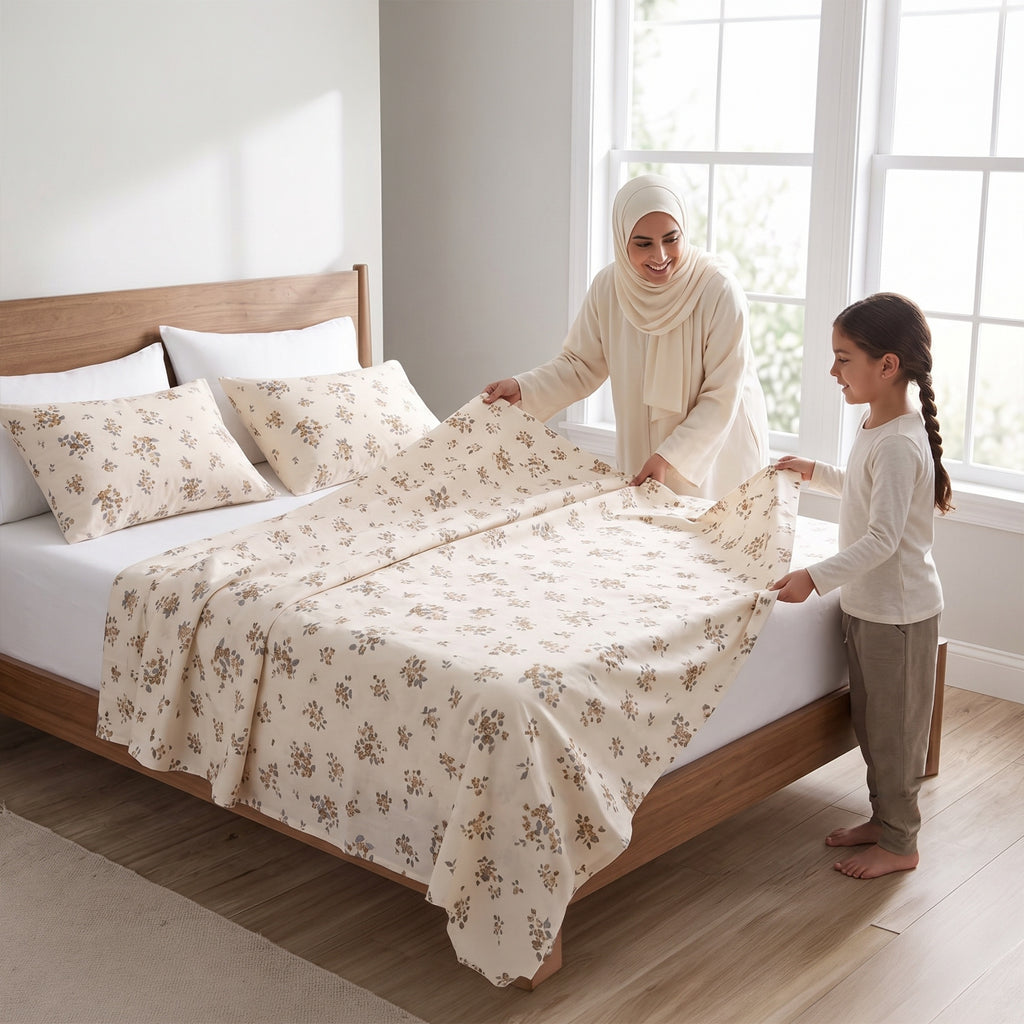 King Flat Sheet Set 3 PCS. 240x260CM.+2 Pillow Cases -1001