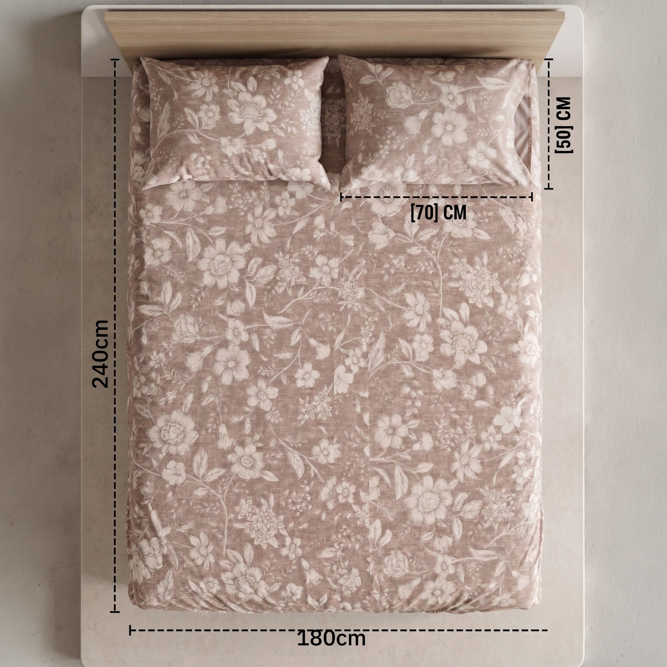 Single Flat Sheet Set 3 PCS. 180x240CM.+2 Pillow Cases -1003