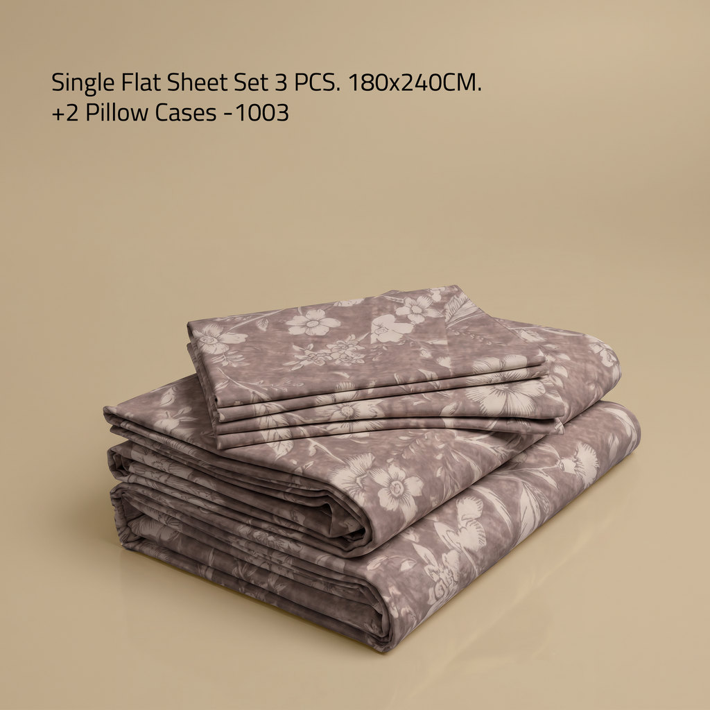 Single Flat Sheet Set 3 PCS. 180x240CM.+2 Pillow Cases -1003