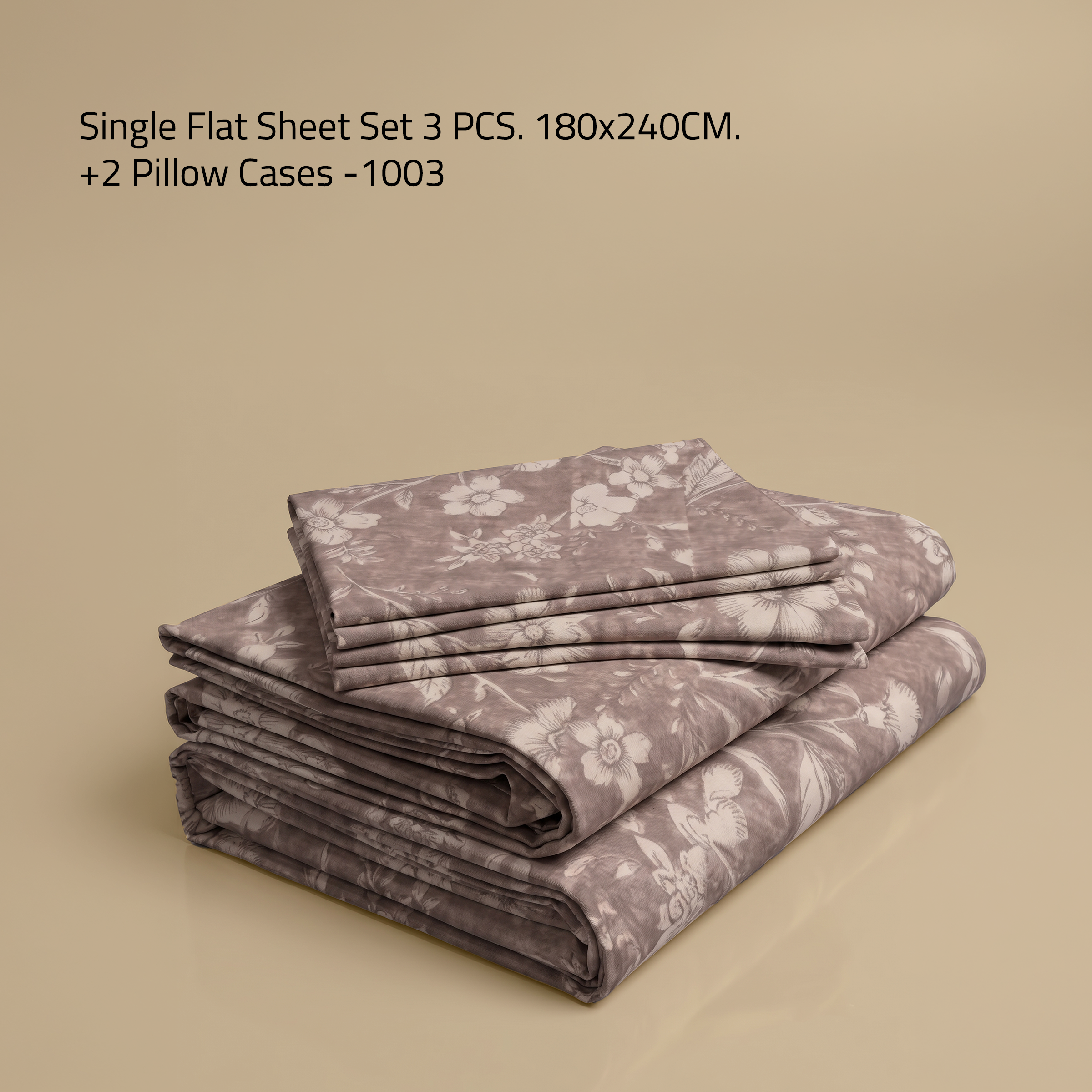 Single Flat Sheet Set 3 PCS. 180x240CM.+2 Pillow Cases -1003