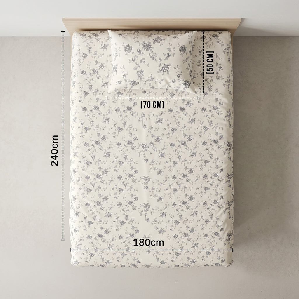 Single Flat Sheet Set 3 PCS. 180x240CM.+2 Pillow Cases -1014
