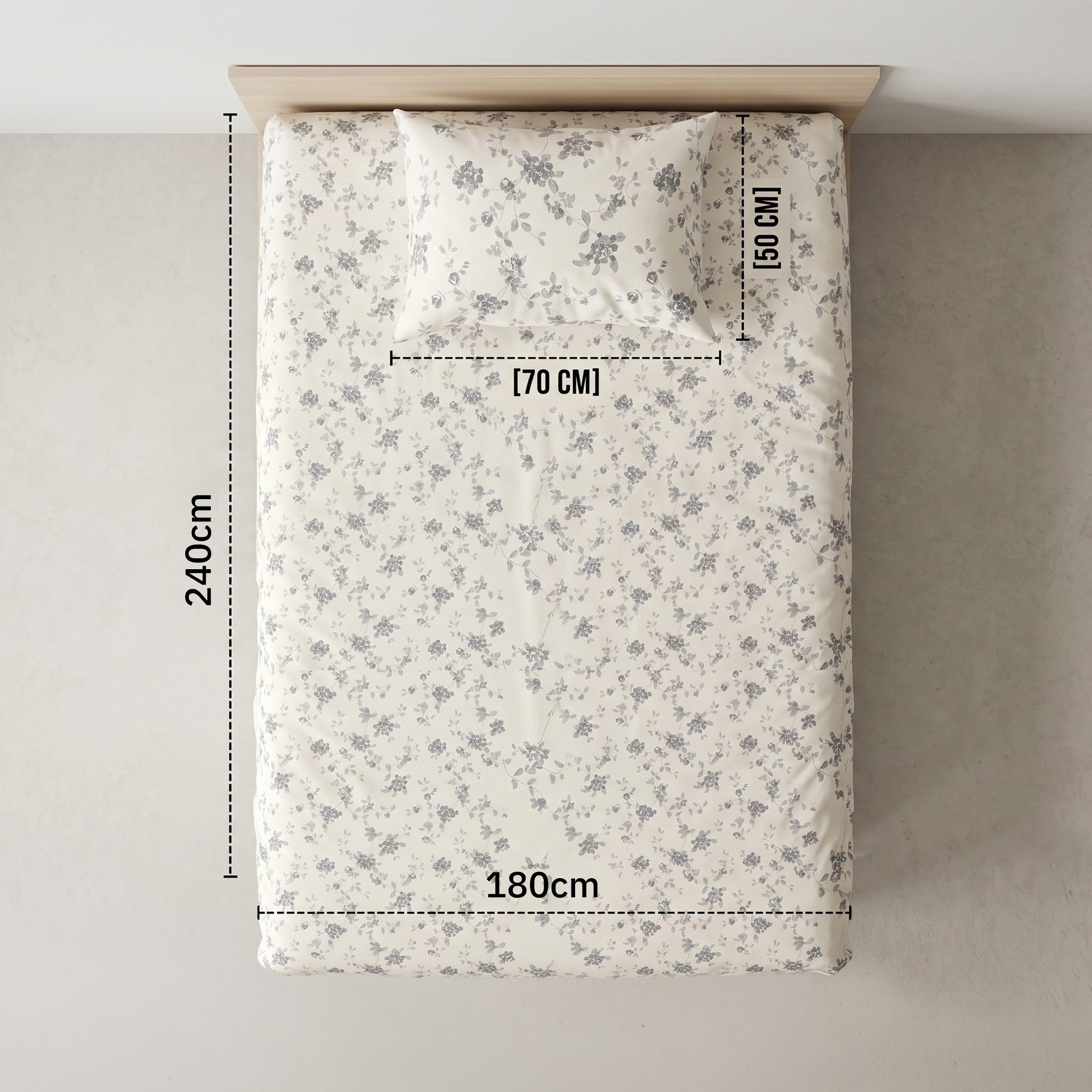 Single Flat Sheet Set 3 PCS. 180x240CM.+2 Pillow Cases -1014