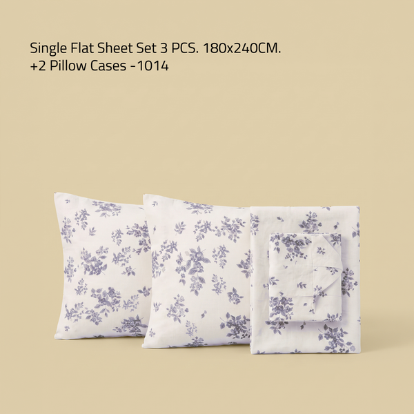 Single Flat Sheet Set 3 PCS. 180x240CM.+2 Pillow Cases -1014