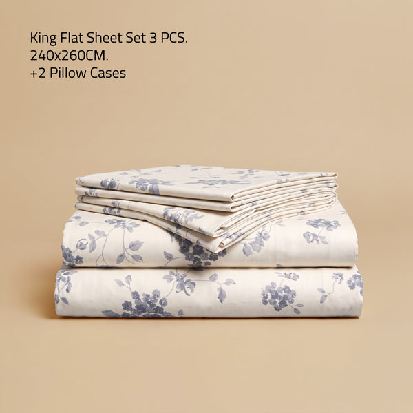 طقم ملاءة سرير مسطحة كينج 3 قطع. 240x260 سم. + 2 غطاء وسادة -1014