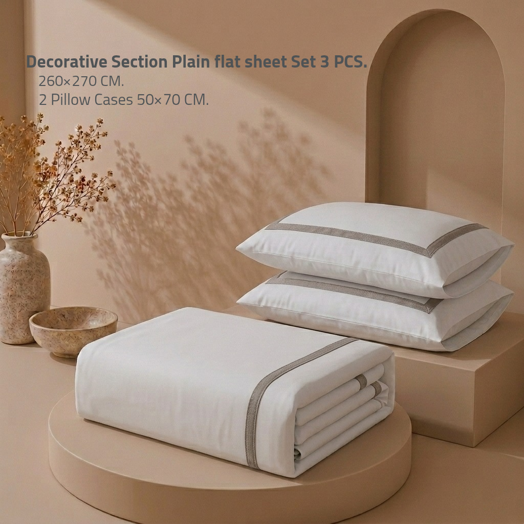 Decorative section plain Flat Sheet Set 3 260*270 W 2 P/Case 50*70  white-S-STH